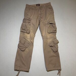 Matchstick Cargo Paratrooper Pants Mens 30 Tan Multi Pocket Utility Casual Thick